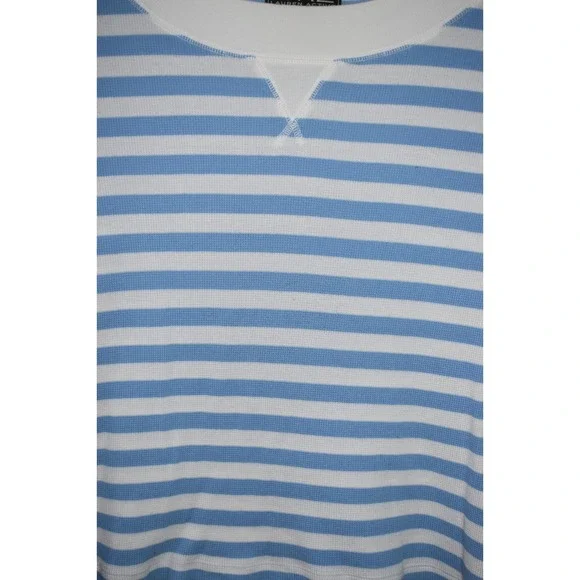 Lauren Ralph Lauren XL Nautical Stripe Top Drop Shoulder Lt Blue White Coastal - Picture 11 of 16